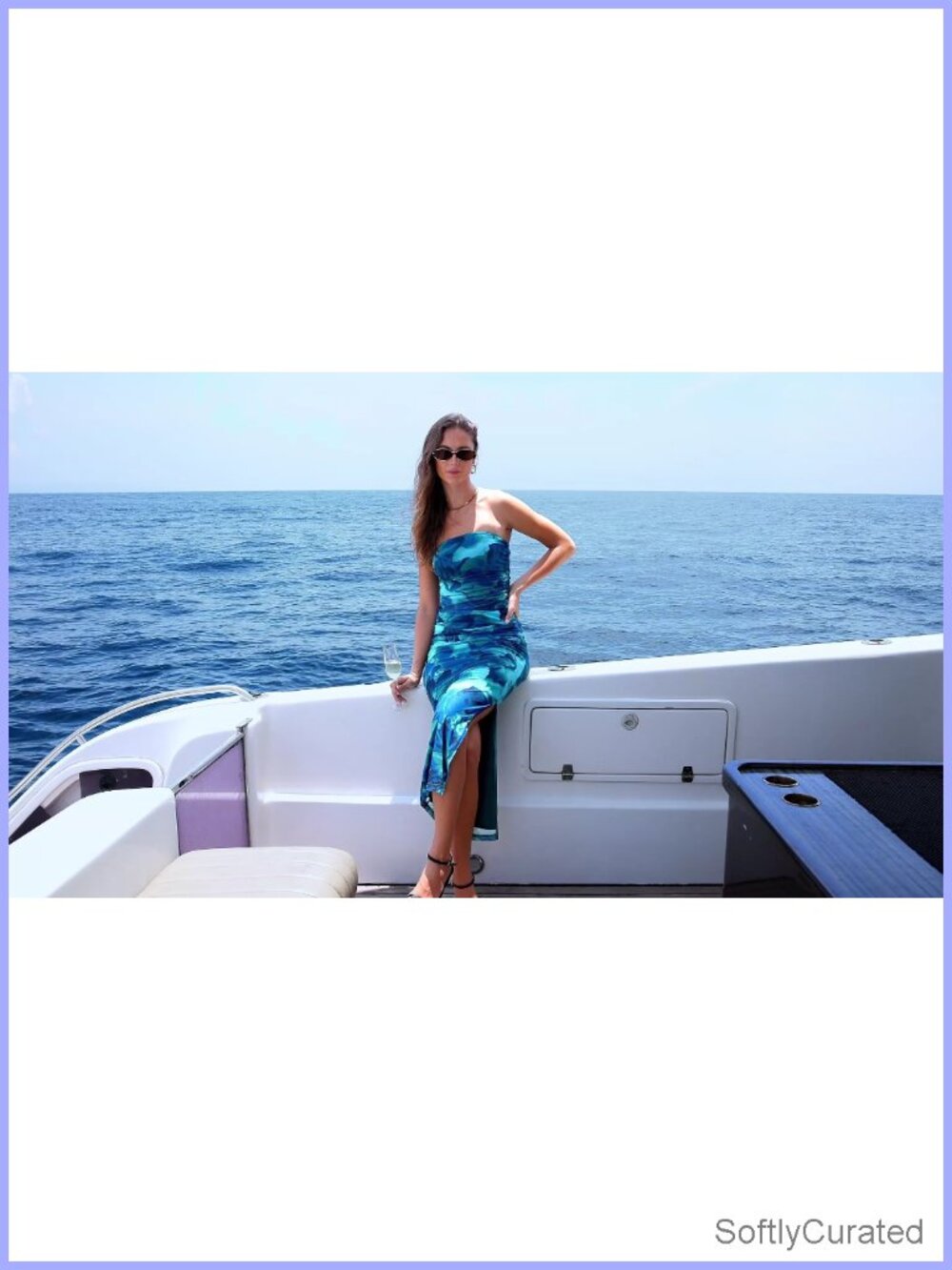 Strapless Bodycon Floral Maxi Dress with Slit, Ruched, Stretchy - Picture 6 of 6